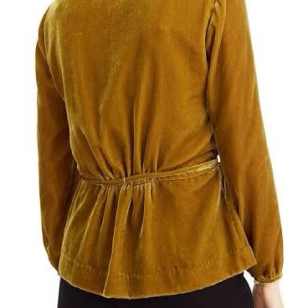 J.Crew Gold Velvet Wrap Long Sleeve Top - Picture 3 of 4